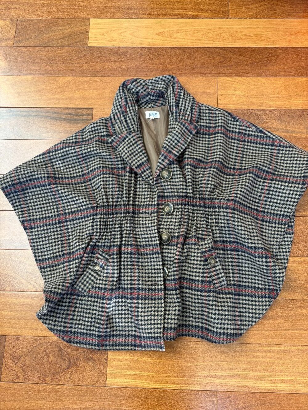 Jolt plaid cape jacket/cinched waist cape coat XL oversized Y2K Retro boho